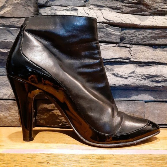 Modern Vintage patent soft leather booties boots zipper Sz 7 EU 37 - Picture 6 of 8